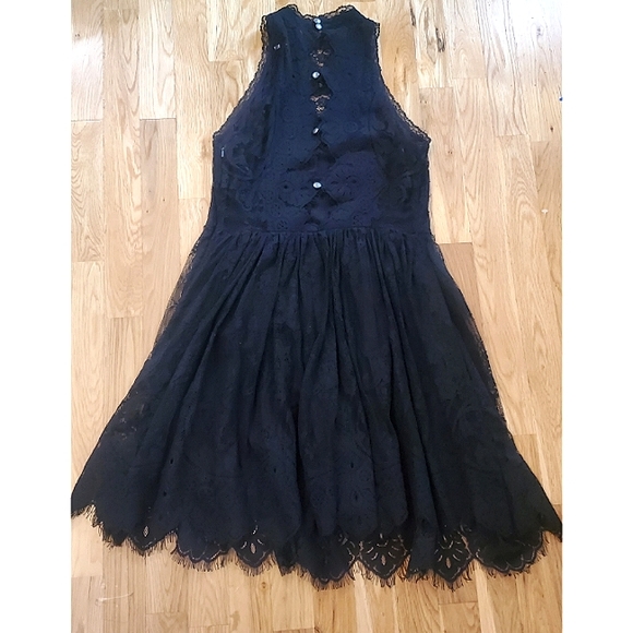 Free People 'Verushka' Lace Mini Dress Size 4 Black - Picture 4 of 13